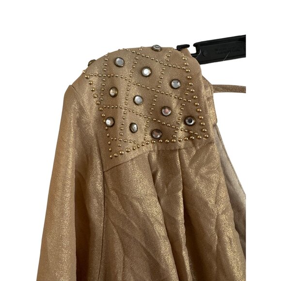 Thalia Sodi Women’s Small Gold Metallic Wrap Long Sleeve Embellished Blouse - Picture 4 of 7